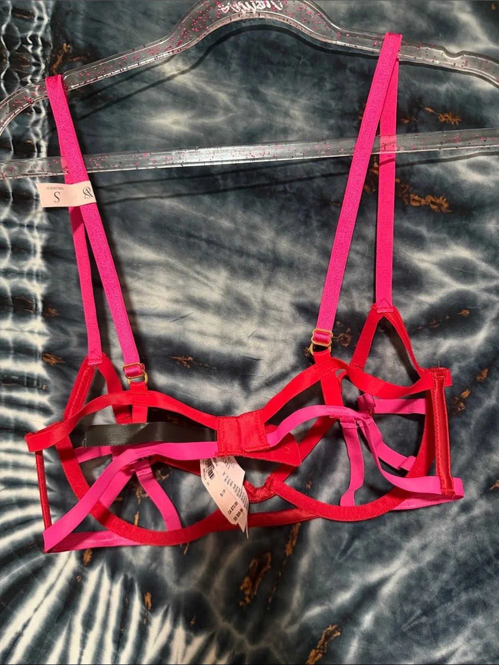 Victoria Secret Red & Pink Strappy Heart Cutout Bra